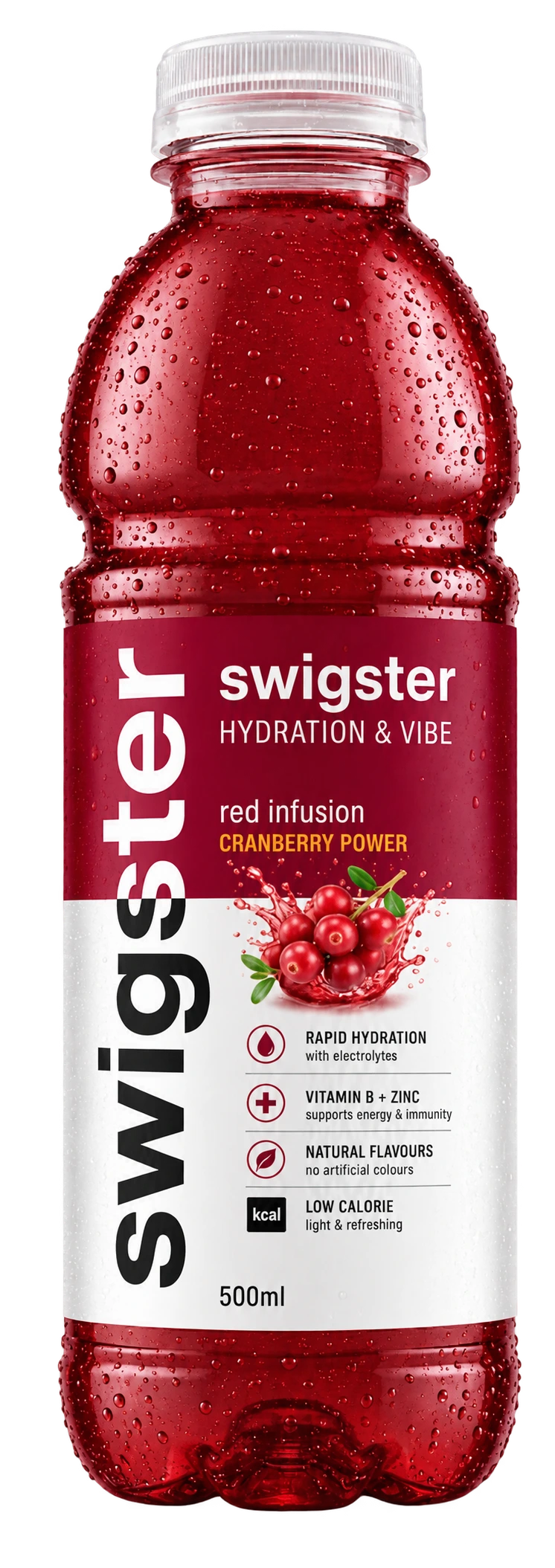 Red fruit hydration drink bottle concept